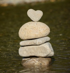 stack of rocks with heart on top